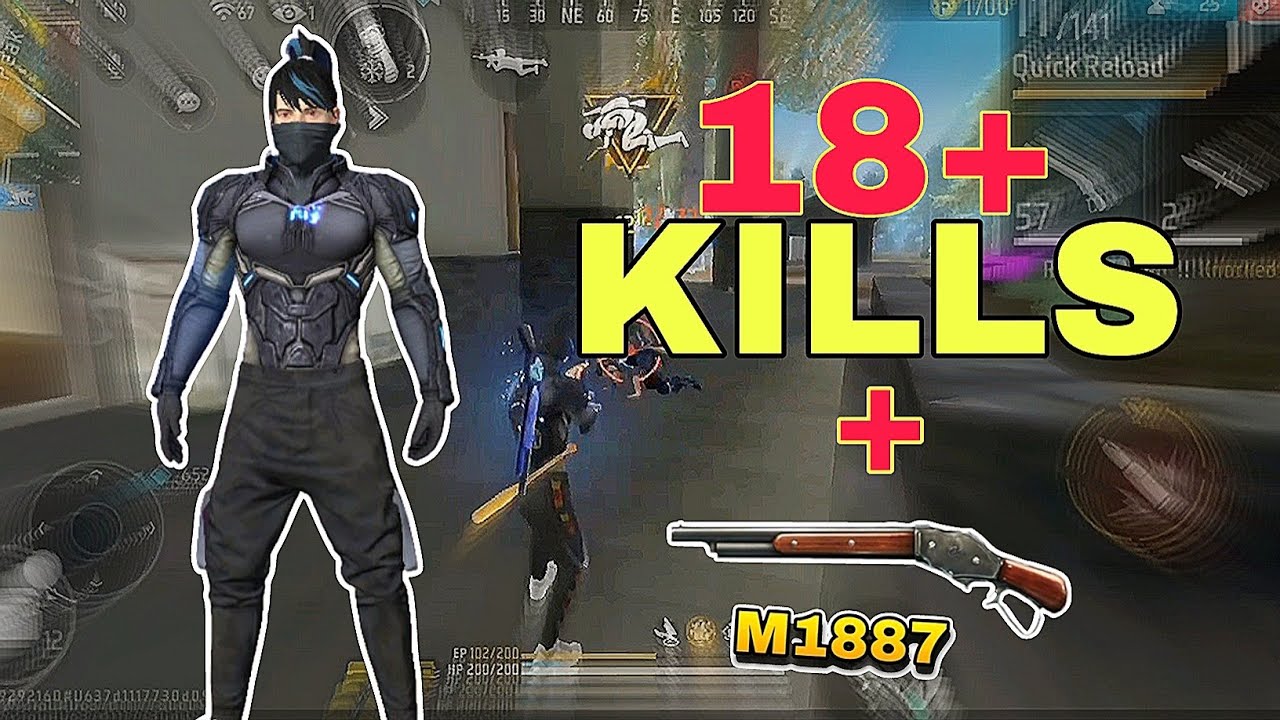 18+KILLS M1887 JOD SOLO VS SQUAD RANK GAMEPLAY - FREE FIRE 🔥 - YouTube