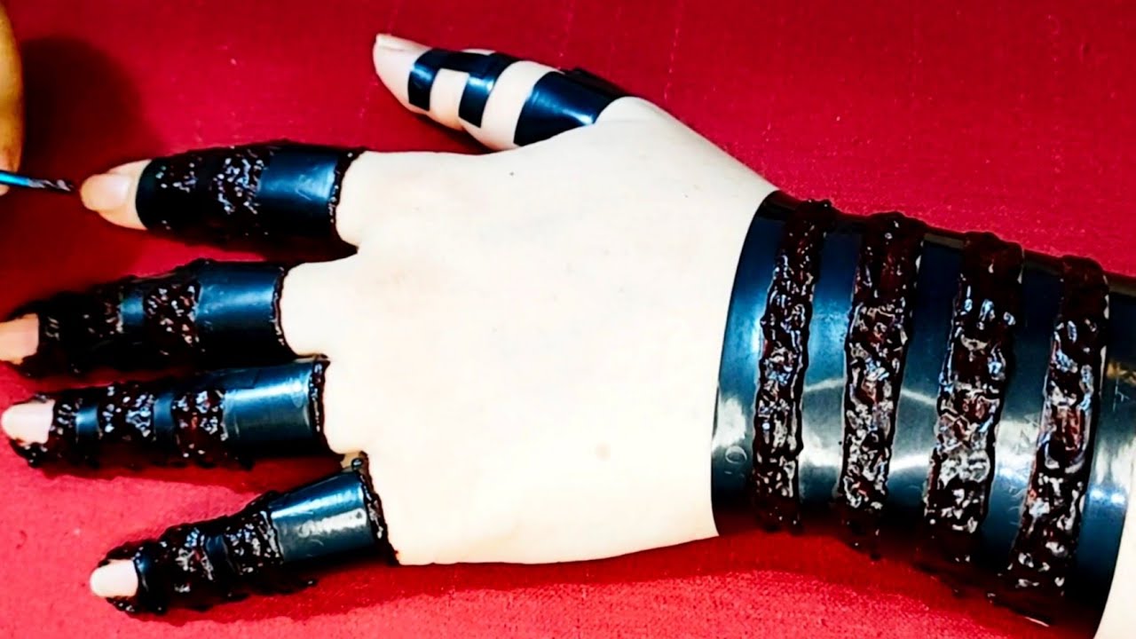 how to apply full back hand mehndi design with cello tape best