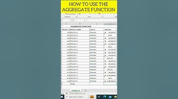 AGGREGATE FUNCTION IN EXCEL - SUM | AVERAGE | COUNT| MAX | MIN etc.