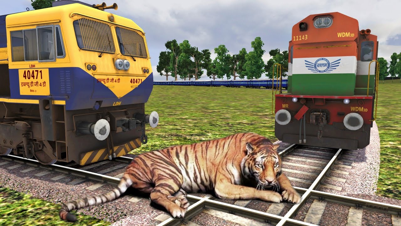 Giant Tiger vs Two Trains | Stops the train | BeamNG.Drive - YouTube