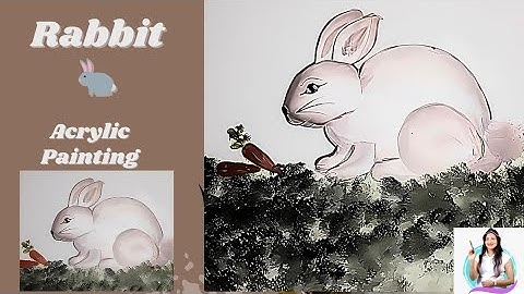 Simple and easy Rabbit in One Stroke Painting |Rabbit acrylic painting for Beginners|