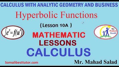 Lesson 10A Hyperbolic Functions