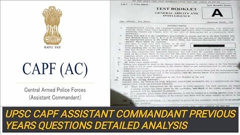 UPSC CAPF AC PREVIOUS YEARS QUESTIONS | Part-1