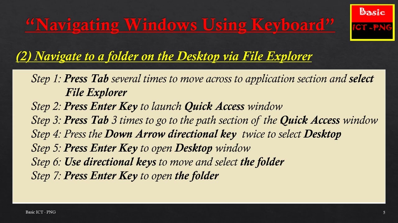 How to navigate your computer using computer keyboard. Part 2
