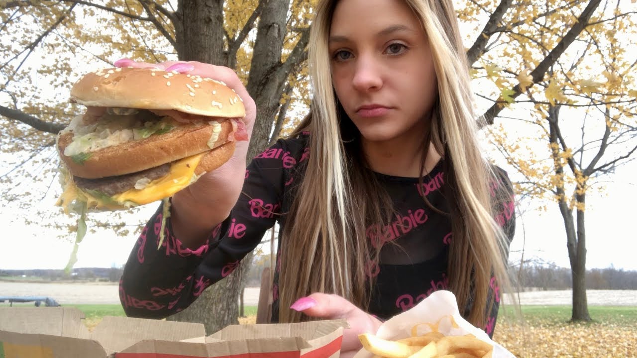ASMR Eating McDonald's in an Autumn Forest