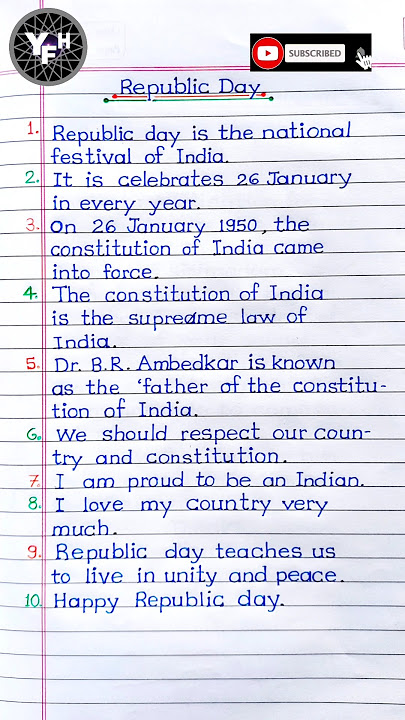 10 lines on republic day | Republic day 10 lines | Essay on republic day | 26 january 10 lines |