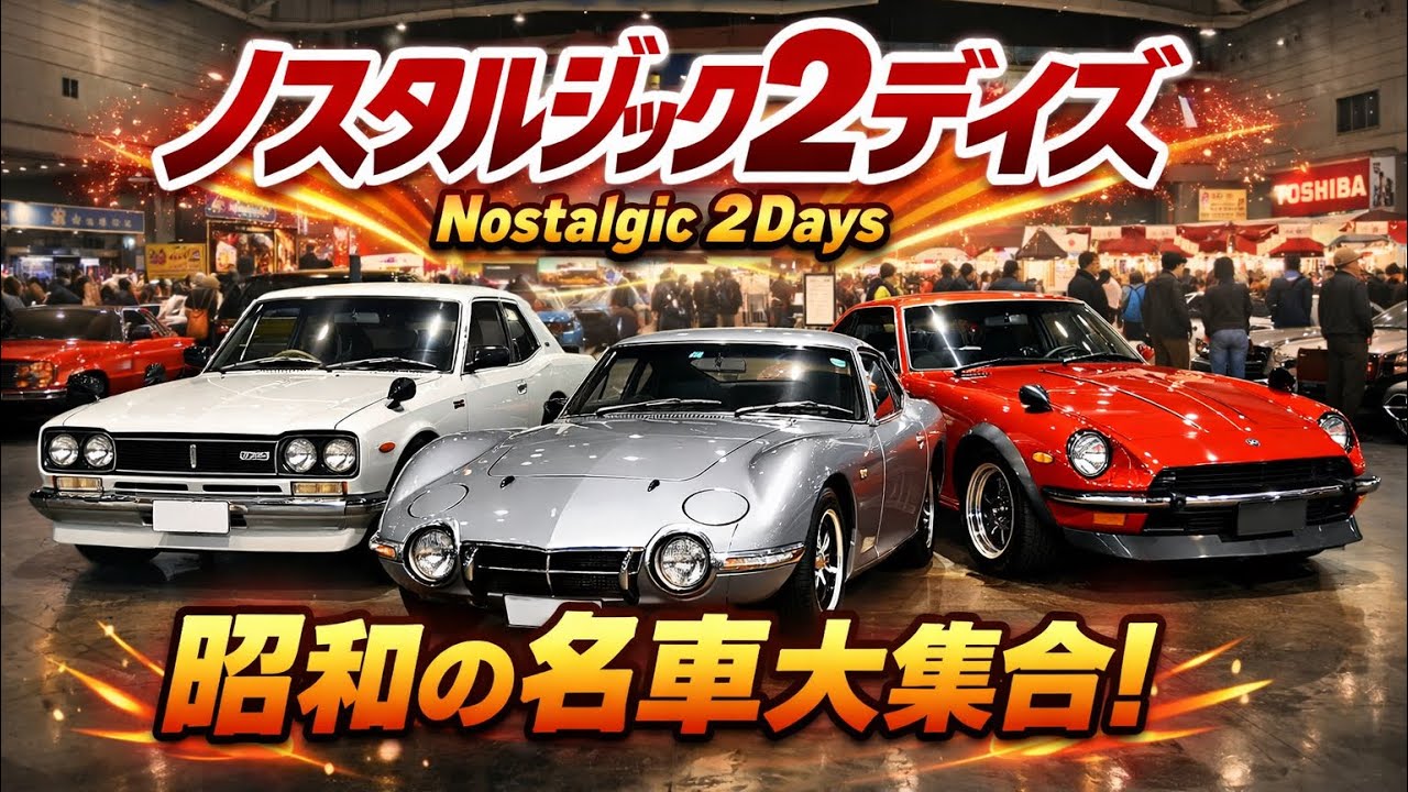 【名車の集い】パシフィコ横浜で大規模昭和の旧車、レストアイベント開催！ノスタルジック2デイズ2026！