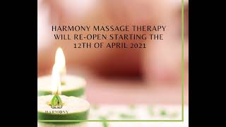 Harmony Massage Therapy Reopening 12 April