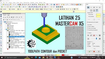 Latihan 25 MasterCam X5 | Materi Belajar CNC | Membuat Toolpaths Klem | Contour dan Pocket