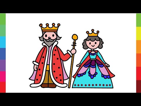 How to Draw KING & QUEEN - Easy Drawing videos - Royal Family - Step by  Step Tutorial 