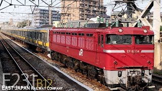 【総武線 E231系 青森入場配給】配9558レ EF81 134 + E231系B12編成 東大宮操車場 2019.9.27