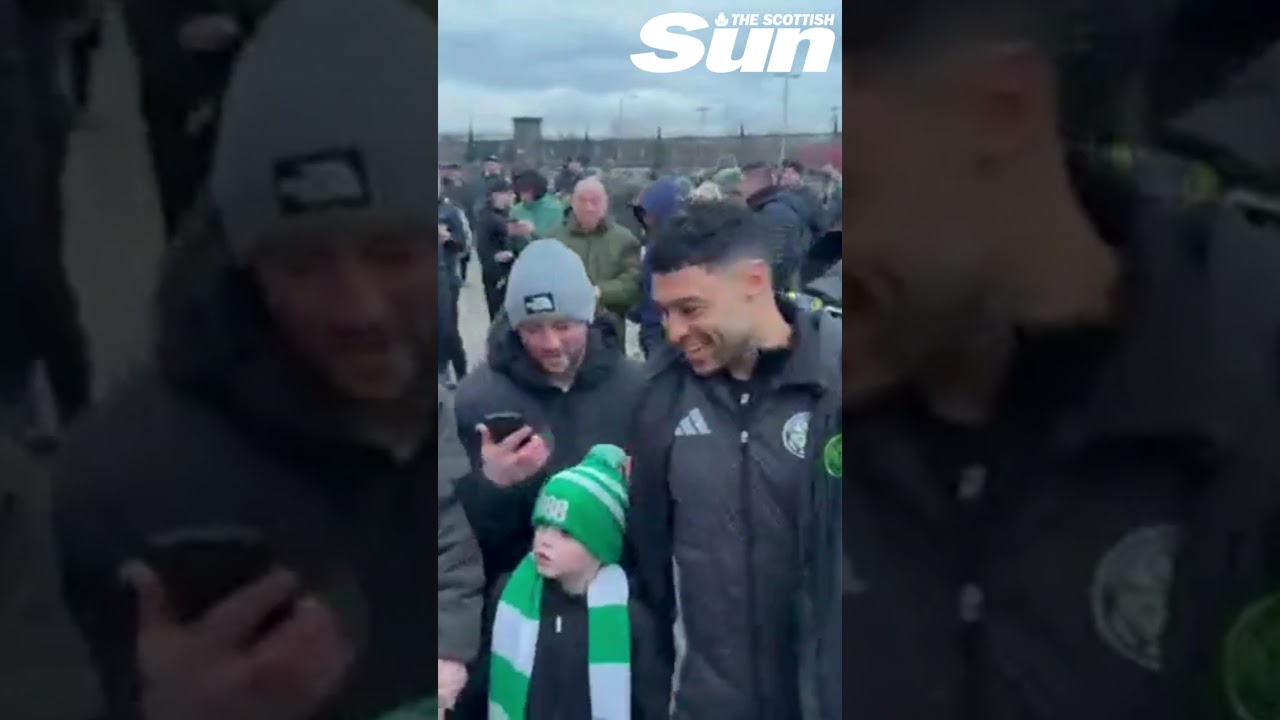 Alex Oxlade-Chamberlain is swarmed by Celtic fans as he arrives at Parkhead ahead of Dundee clash