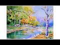 가을숲 풍경.수채화 그리기.autumn forest -watercolor painting