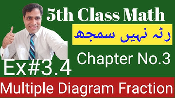 5th Class Math|| Chapter No.3, Exercise no 3.4 Multiple diagrams fraction solved by Abbas Raza