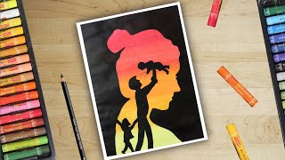 Oil Pastel Drawing for Mothers day special / Life Start From Mother