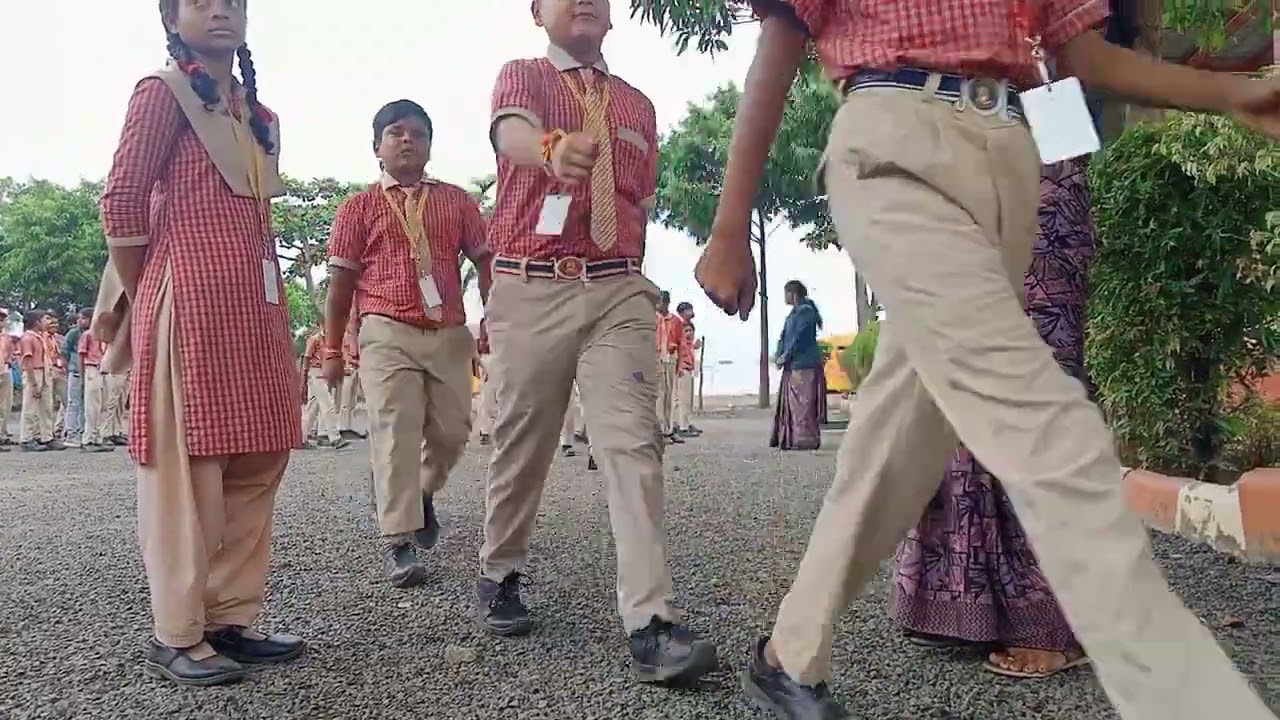 Students going to class with March way Pared after assembly Sapna Convent School Indorama Pithampur