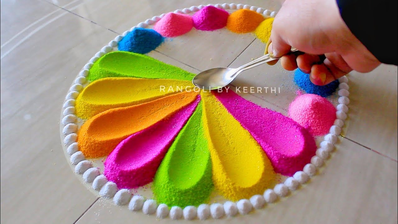 Simple rangoli with spoon l unique rangoli designs l rangoli designs ...