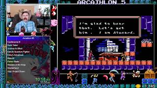 Arcathlon #5 speedrun in 4:14:54 (CV3, DuckTales, Kirby's Adventure, Metroid, Shadow of the Ninja)