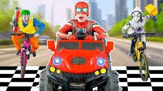 SUPERHERO's Story || KID SPIDER MAN Destroys the Car Thief JOKER!!! (FUNNY ACTION REAL LIFE)