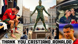 Cristiano's Wife Console Him As Portugal Erects The Statue Of Cristiano Ronaldo To Celebrate Him