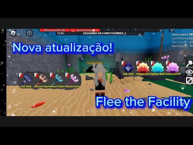 Comprando Marretas da nova atualização de 4 aniversário do flee the Facility  ROBLOX 