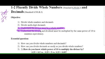 1-2 Fluently Divide Whole numbers and Decimals pg. 36-39