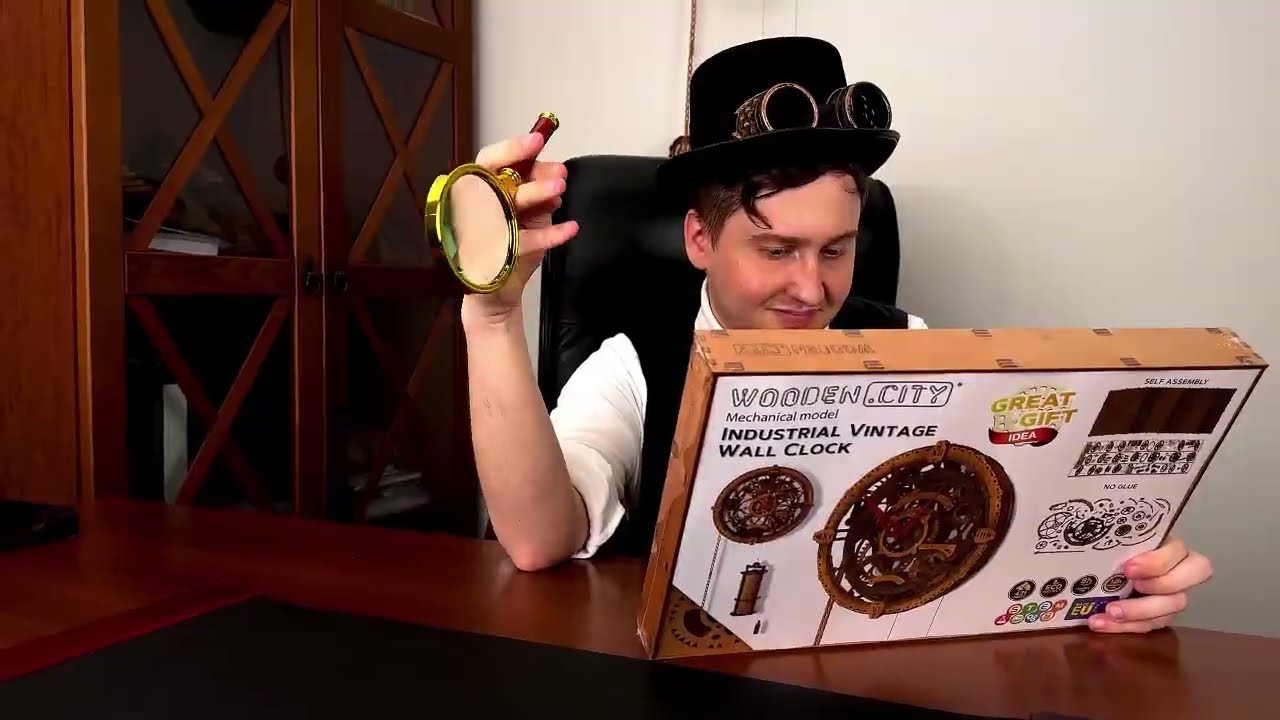 3D Wooden Clock Puzzle — Industrial Vintage Wall Clock by WOODEN.CITY | Working Mechanical Pendulum