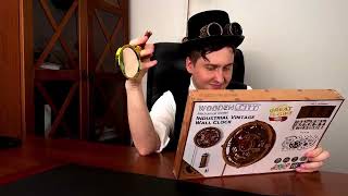 3D Wooden Clock Puzzle — Industrial Vintage Wall Clock by WOODEN.CITY | Working Mechanical Pendulum