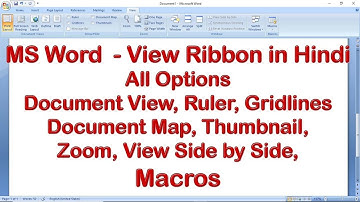 MS Word View Tab - Macros Document Map Zoom Document Views Gridlines Thumbnails Windows in Hindi