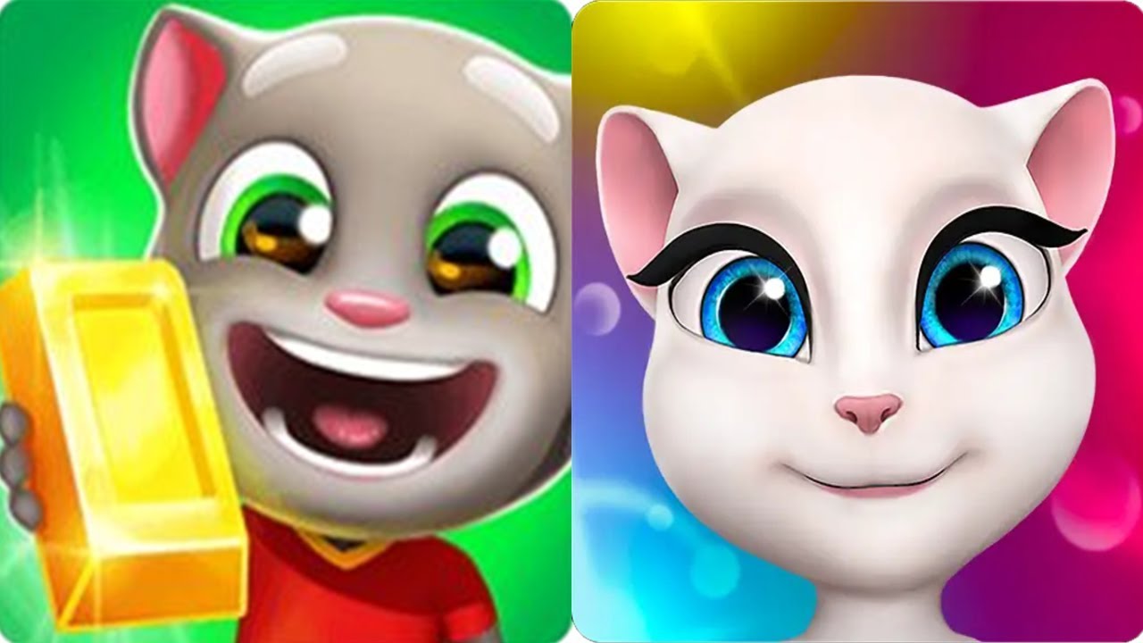 Talking Tom Gold Run vs My Talking Angela Gameplay HD