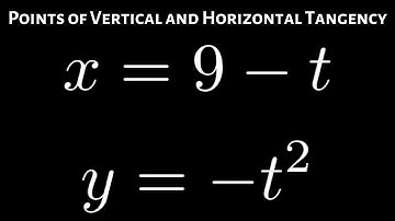 Find the Points of Horizontal and Vertical Tangency Given Parametric Equations x = 9 - t, y = -t^2