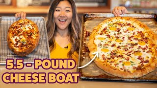 I Challenged My Friend To Finish A 5.5Pound Cheese Boat • Giant Food Time