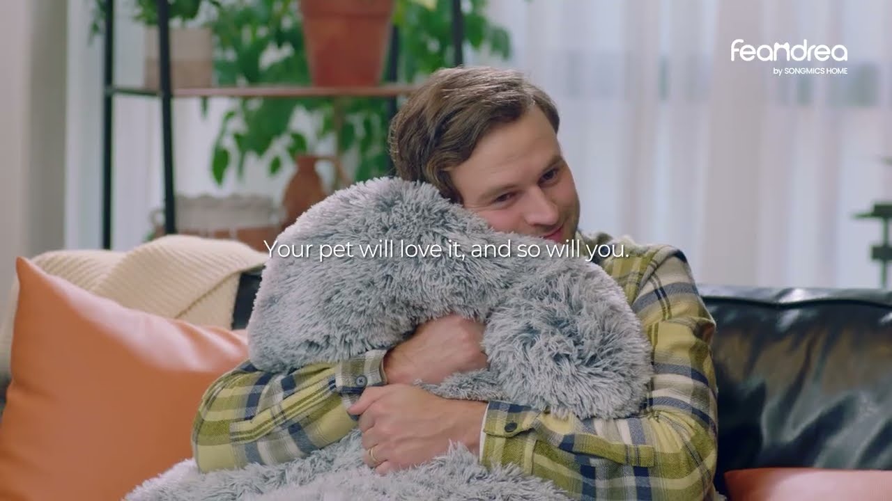 Feandrea Soft Plush Gray Dog Bed (American English)