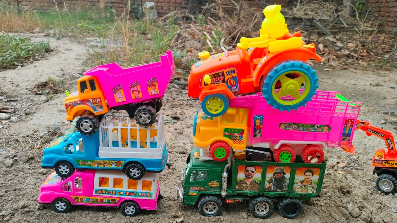 gadi wala cartoon। toy helicopter ka video। jcb,tractor,truck,dumper,bus,kiran,train