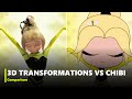 Miraculous  normal 3d transformations vs chibi version transformation sidebyside comparison