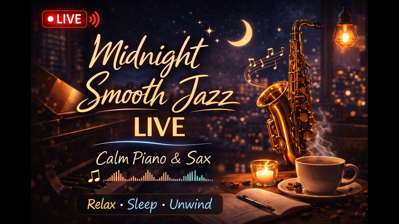 Midnight Smooth Jazz Live 🌙 Calm Piano & Sax