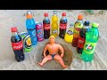 Coca Cola, Different Fanta, Mtn Dew, Pepsi,Sprite and Stretch Armstrong vs Mentos in Big Underground