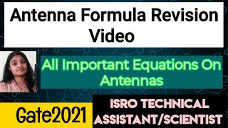 Antenna Formula Revision Video| Friss Transmission Formula| Gain|Antenna Aperture|Height|Directivity