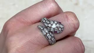 Old European Cut Diamond and Ruby Italian Snake Ring Circa 1970 - Veroli Ring - Hand Video