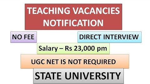 Faculty Vacancies Notification in State University With Out UGC NET | Rs 23,000 pm | No Exam