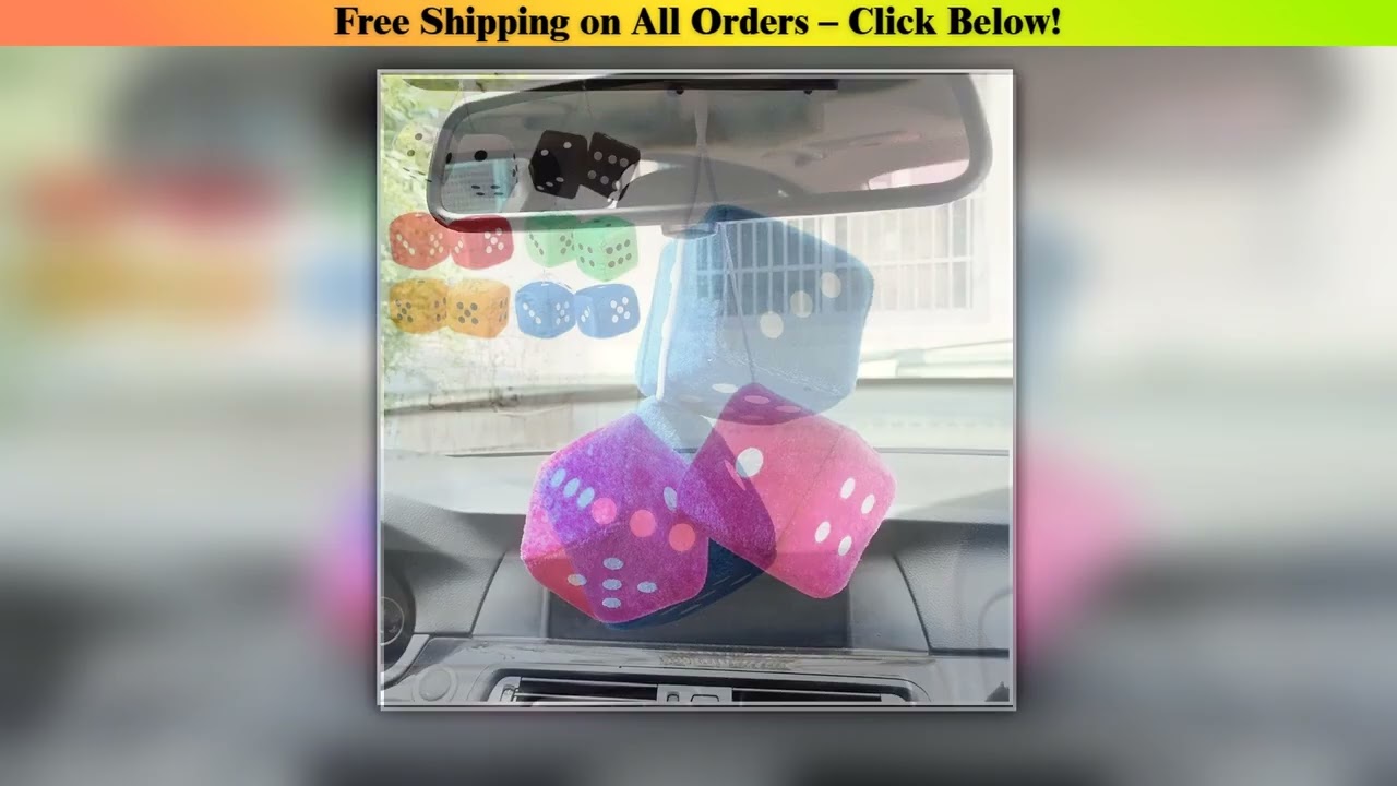 2PCS Auto sSoft Fuzzy Dice Dots Rear View Mirror Hanger Decoration Car Styling Interior Accessorie