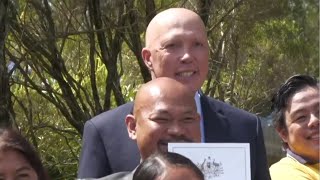 Peter Dutton celebrates Australia Day at a citizenship ceremony west of Brisbane