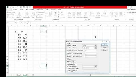 T test using data analysis tool pack in excel