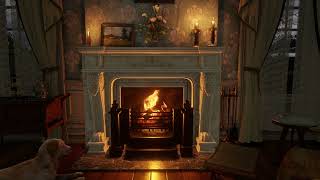 Victorian Fireplace / Fire Ambience / Cozy / Cottagecore / Study / Relaxation / Meditation / Clock screenshot 2