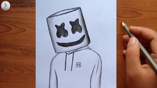 How to Draw DJ Marshmello Step by Step 🔥 | Easy Cute Marshmello Drawing Tutorial for Beginners