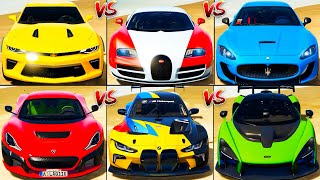 Bugatti Veyron vs Rimac Nevera vs Chevrolet Camaro vs BMW M4 GT3 - GTA 5 Mods Which car is best?