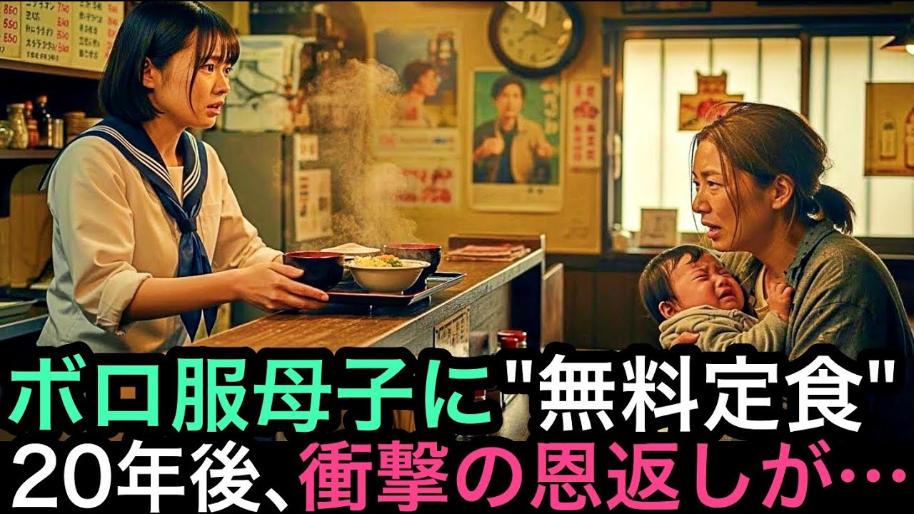 「ここで一番安いメニューは…」赤ちゃん抱えた母子に“まかない定食”を出した少女…20年後、黒塗りの車列と共に現れた二人の正体は…