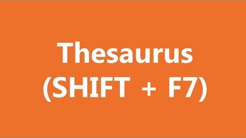 Excel Shortcuts - Thesaurus