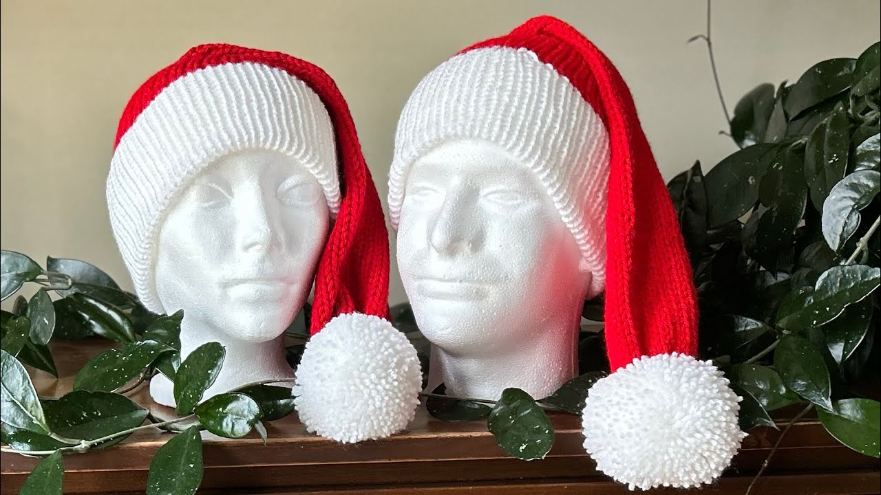 His and Hers Santa Hats Addi, Sentro, Circular Knitting YouTube