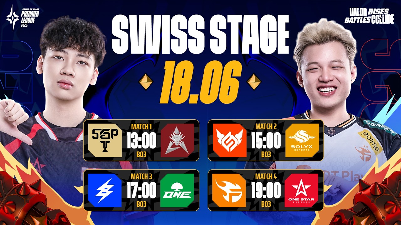 SGP vs HKA | FS vs SLX | BRU vs ONE | FPT vs 1S | SWISS STAGE - APL 2026 (NGÀY 18/06)